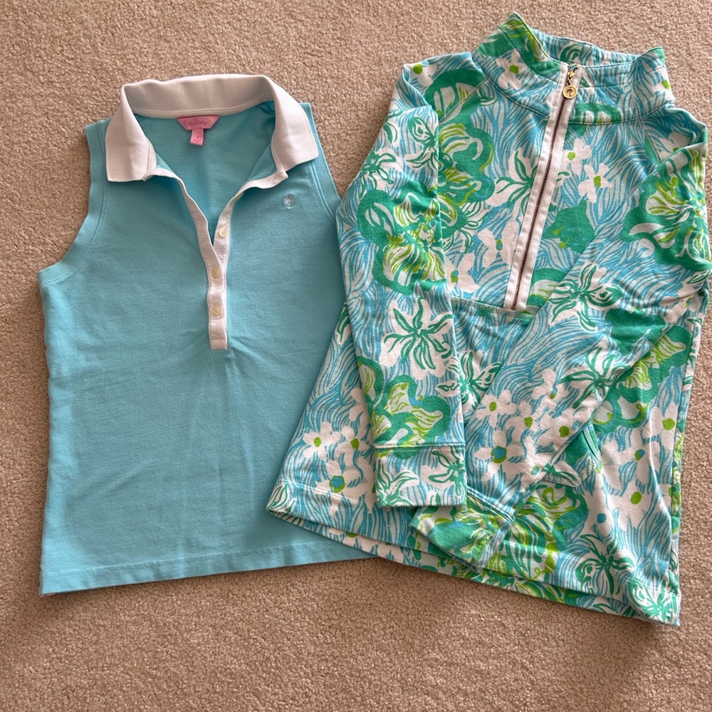 Bundle of 2 Lilly Pulitzer sleeveless top and pull over size Small